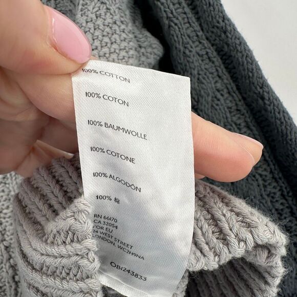 Anthropologie Dip-Dye Marci Pullover Cotton Sweater in Gray Cableknit Size XS - Picture 8 of 13